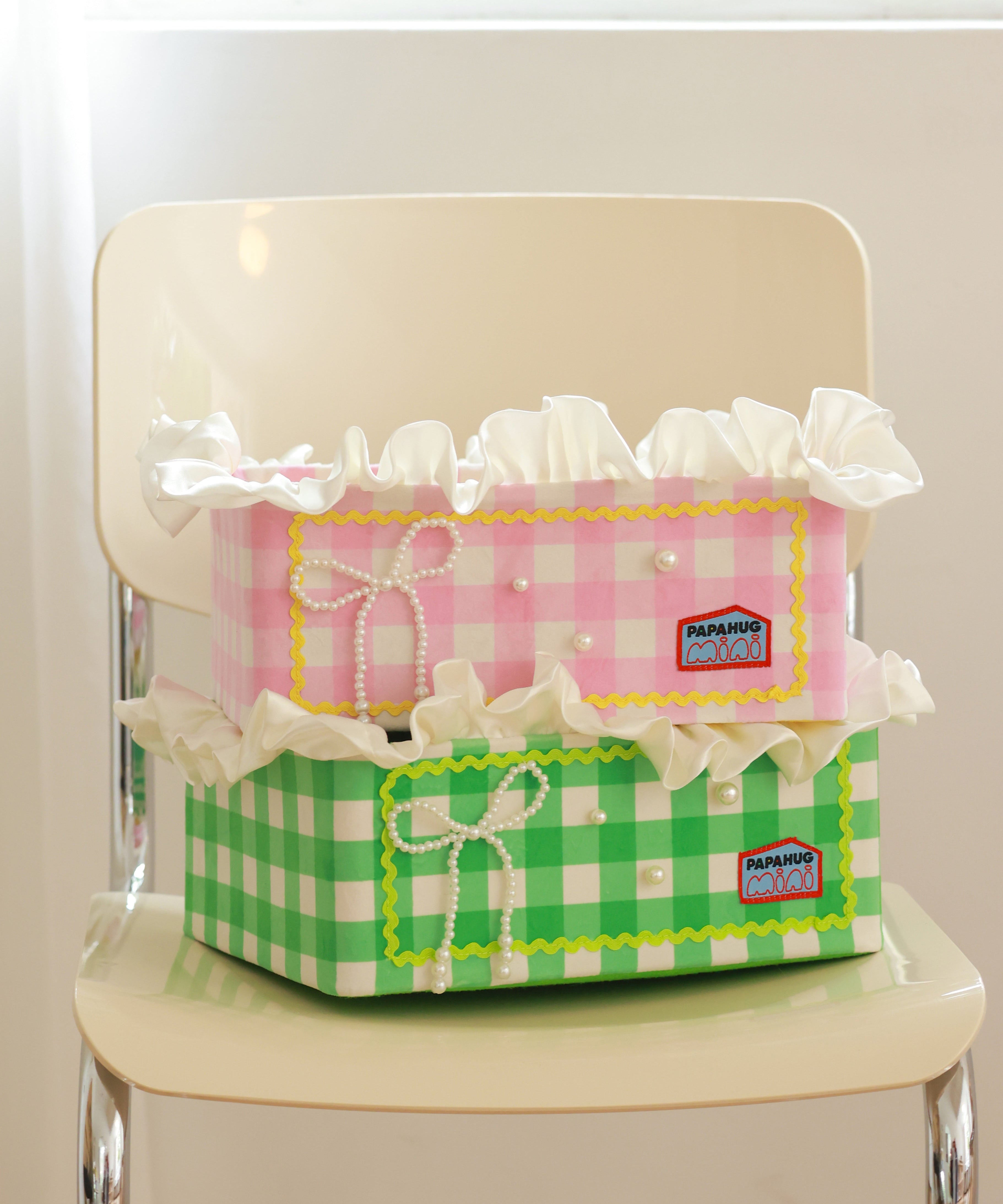 Plaid Storage Box with Ocean Theme Decor