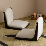 Cozy Bay Window Nook Set with Cushioned Floor Chair and Wooden Tea Table