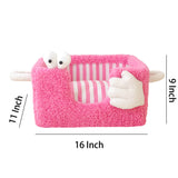 Quirky Monster-Inspired Outdoor Dog Bed - Pink Sherpa Fabric with Antibacterial Filling