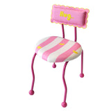 Whimsical Striped Vanity Chair with Heart Embroidered Backrest - Perfect for Girls' Rooms