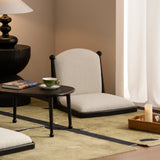 Cozy Bay Window Nook Set with Cushioned Floor Chair and Wooden Tea Table